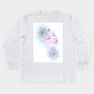 pink blue fashion illustration Kids Long Sleeve T-Shirt